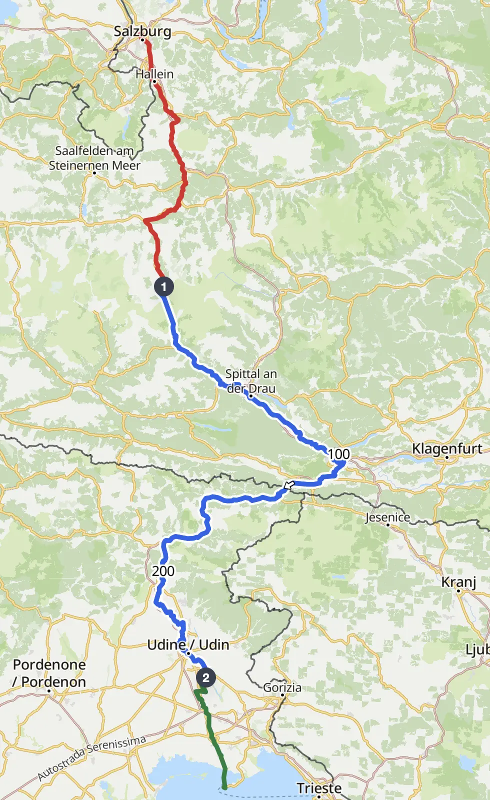 VeloPlanner route planning interface with waypoints and cycling route integration